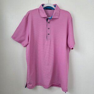Greyson Wicking XL Pink White Stripes Shortsleeve Polo